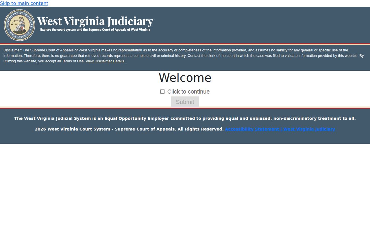 West Virginia Magistrate Record Search portal used for Roane County cases
