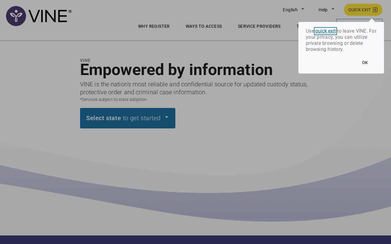 Roane County VINELink release check person-search screen